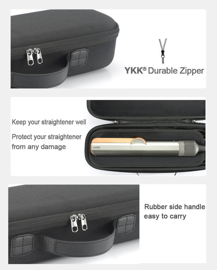 Hard Storage Case Compatible with Dyson Airstrait Straightener, Travel Carrying Bag. (Case Only). - Black(Black Lining)