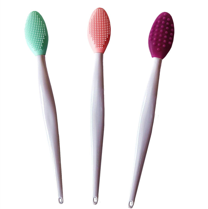 3 Pcs Lip Scrub Brush,Lip Scrubber Exfoliator,Double-Sided Silicone Lip Brush Tool for Men Women Lip Lightening, Lip Exfoliator Scrubber Tool for Dark Lips