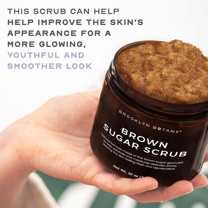 Brown Sugar Body Scrub - Moisturizing and Exfoliating Body, Face, Hand, Foot Scrub - Fights Acne, Fine Lines & Wrinkles, Great Gifts for Women & Men - 10 Oz