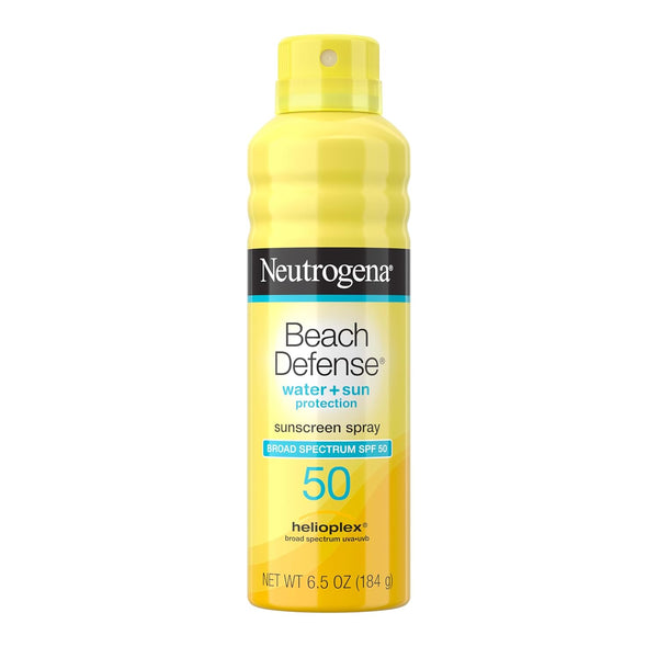 Beach Defense Sunscreen Spray SPF 50, Hawaii Reef Act 104 Compliant, Octinoxate & Oxybenzone Free, Broad Spectrum, Fast Absorbing & Lightweight, Face and Body Sunscreen, 6.5 Oz