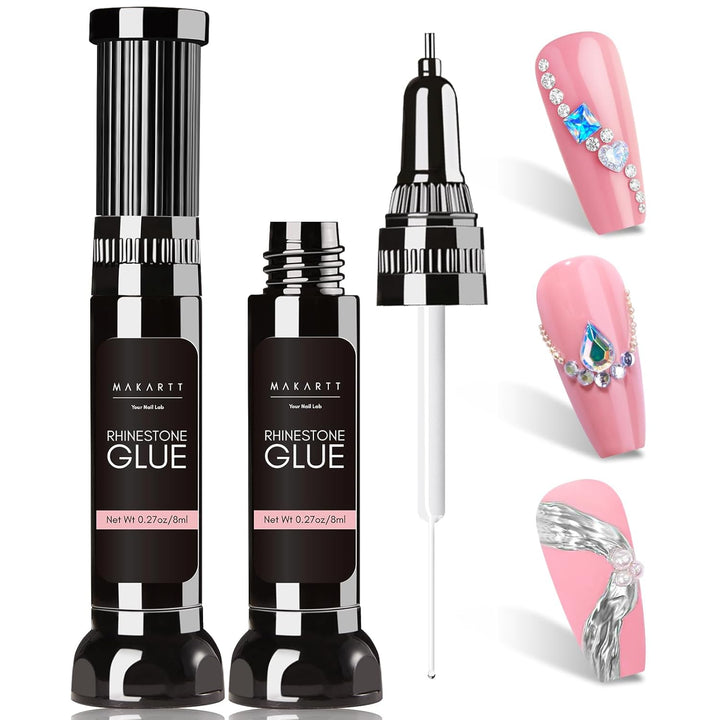 Nail Rhinestone Glue: Super Strong Gel Glue for Nail Art Decorations, Charms, 3D Bling, Gems, Jewel Diamonds 30ML Cured Need Beauty