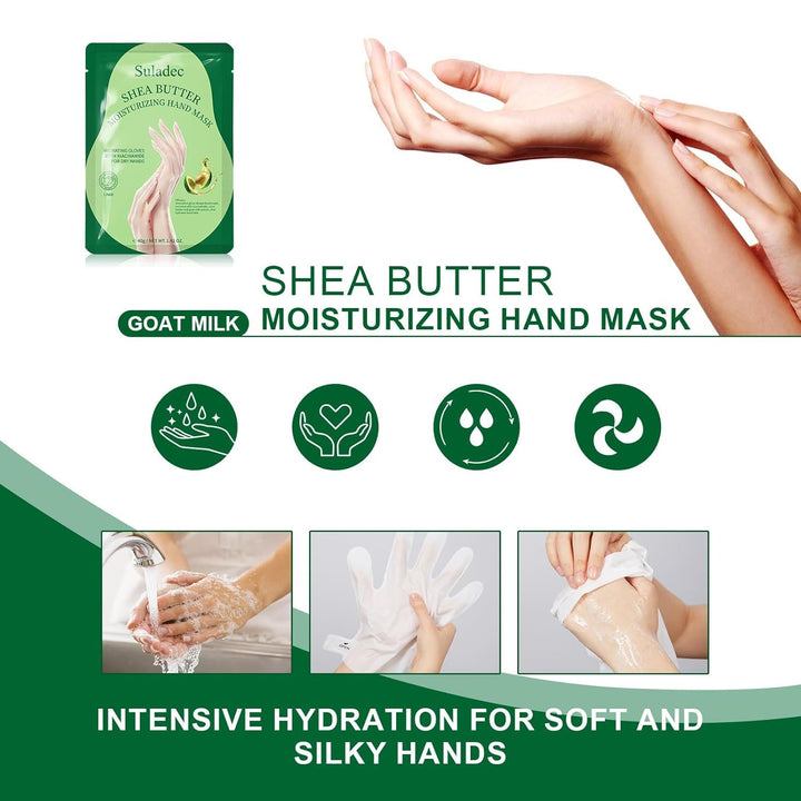 Moisturizing Hand Mask with Shea Butter and Goat Milk, Hydrating Hand Masks for Dry Cracked Hands, Dry Skin Moisturizer for Soft and Smooth Touch Hands - Men Women - 5 Pairs