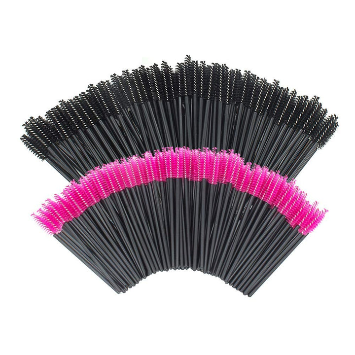 200 PCS Disposable Eyelash Brush Mascara Wands Spoolies for Eye Lash Extension, Eyebrow and Makeup (Black&Rose Red)