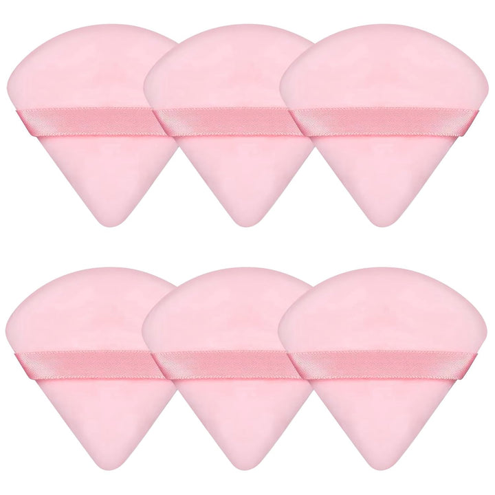 6 Pcs Powder Puff Face Soft Triangle Makeup Puff Velour Makeup Sponge Stocking Stuffers for Loose Powder (Black)