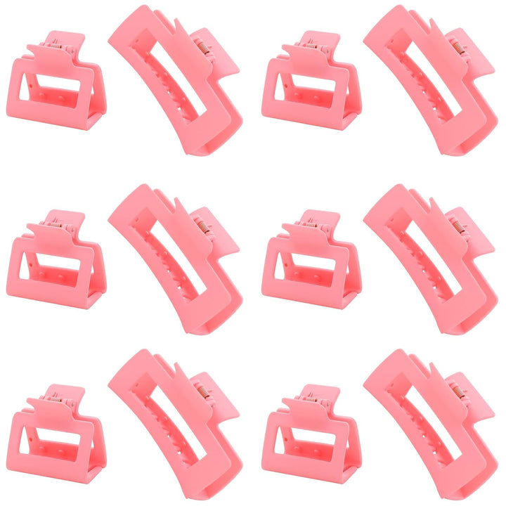 12 Pack Square Claw Clips, Big and Small Neutral Rectangle Hair Claw Clips, Non-Slip Matte Large Hair Clips for Women,Strong Hold Jaw Clip for Thick Thin Hair (Neutral)