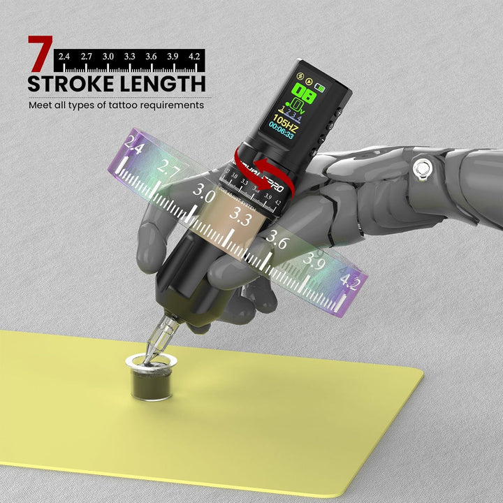 WORMHOLE PRO Tattoo Gun AQUILA Wireless Tattoo Machine Multi-Function Smart Tattoo Pen 1,800Mah Battery with Replacement Power Supply, Smart Display, Brushless Motor, 7 Strokes Length