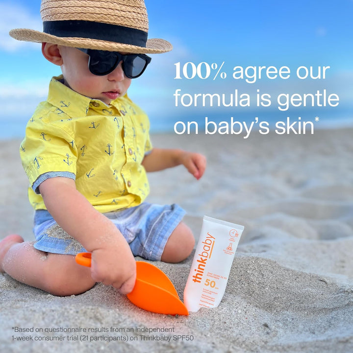 baby SPF 50+ Baby Sunscreen, 3 Oz. – Safe, Natural Mineral Sun Cream for Babies - Water Resistant, Broad Spectrum UVA/UVB Sun Protection – Vegan Sunscreen for Kids