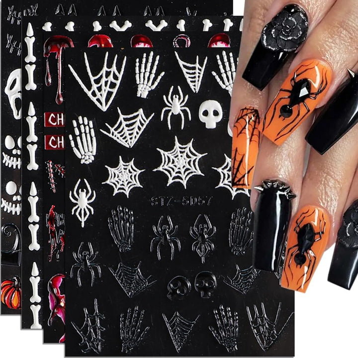 Letter Nail Stickers, 8 Sheets Old English Letter Nail Decals 3D Self-Adhesive Gold Silver Black White Retro English Pattern Old Alphabet Cursive Design Manicure Nail Accessories for Women Girls