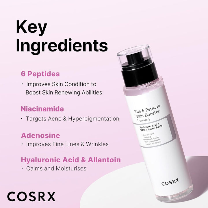 6X Peptide Collagen Booster Toner Serum with Copper Peptides, Niacinamide & Hyaluronic Acid Skin Renewal Boosting Facial Essence for All Skin Types, Korean Skin Care, 150Ml/5.07 Fl.Oz