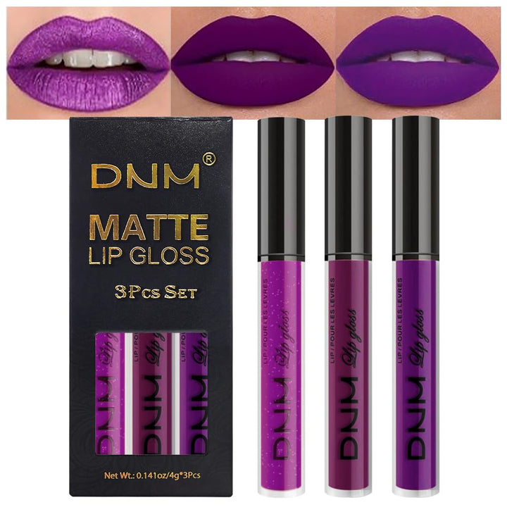 3Pcs Dark Red Purple Plum Matte Liquid Lipstick Sets for Women Matte Lip Stain Long Lasting Waterproof, Burgundy Blood Blue Red Lipstick, Black Cherry Maroon Gothic 24 Hours Magic Lipsticks