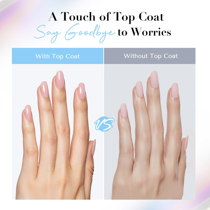 Natural Top Coat Nail Polish – Clear, Quick Dry, Long Lasting, Glossy Shine, Air Dry Formula, Smooth Finish, Nail Lacquer for Manicure & Nail Art, Salon-Quality