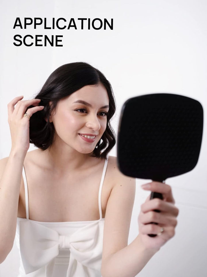 Hand Mirror, Black Handheld Mirror with Handle, 6.6" W X 9.2" L