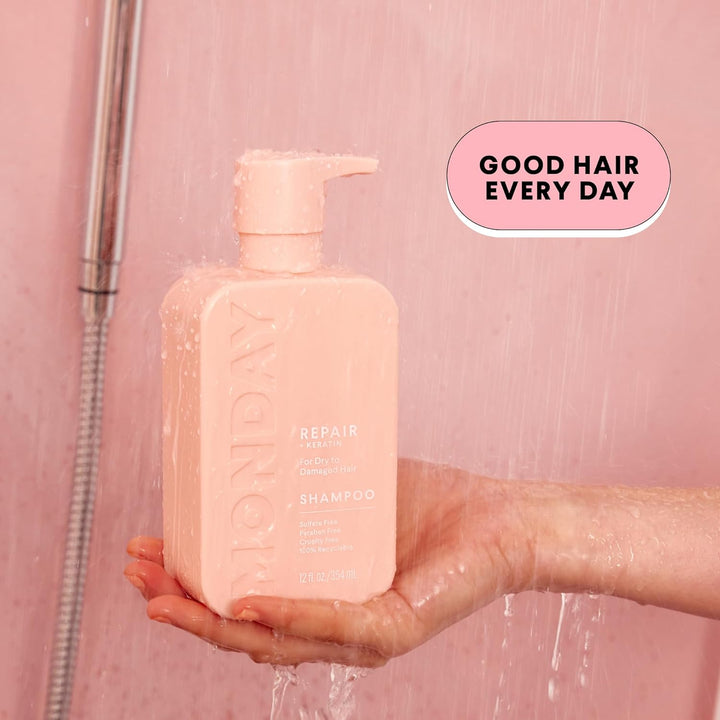 Repair Shampoo and Conditioner Set (12 Oz) for Dry to Damaged Hair Made with Keratin, Coconut Oil, Shea Butter, and Vitamin E