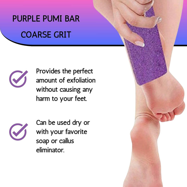 Purple PUMI Bar - Extra-Coarse, Pumice Stone for Feet Callus Remover, Pedicure Tools for Feet, Foot Scrubber for Dead Skin Remover, Foot Care, 4 Pack