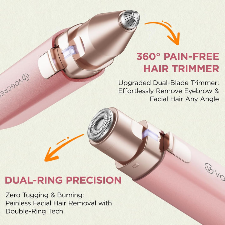 Rechargeable Facial Hair Remover for Women: 2 in 1 Electric Eyebrow and Facial Hair Remover - Suitable for Middle-Aged Women’S Eyebrow, Chin, and Cheek Trimming - with Built-In LED Light(Pink)