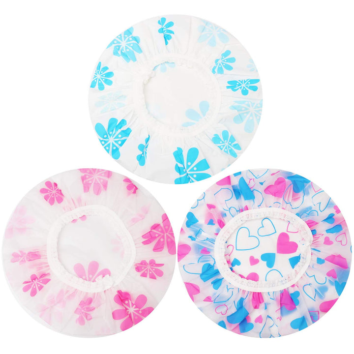 Shower Cap, 3 Pcs Waterproof Reusable Shower Caps Bath Hair Hat Stocking Stuffers for Women Men Kids