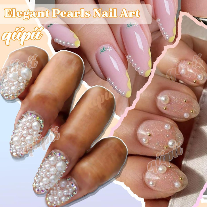 51G White Half Pearls for Crafting 4Mm 5Mm 6Mm 8Mm 10Mm Mix Sizes Pure White Flatback round Beads Charms for Nails Face Eyes Makeup Tumblers Bottles DIY Crafts Bedazzling Clothes Shoes Phones