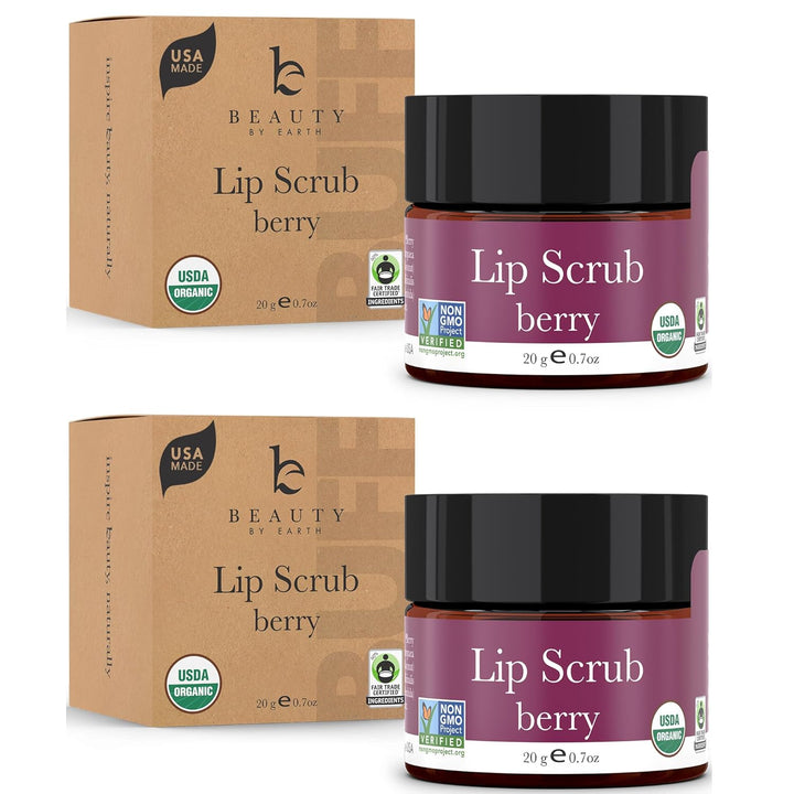 USDA Organic Lip Scrub Vanilla - USA Made with Natural Ingredients, Moisturizing Scrub Exfoliator for Dry Lips, Lip Sugar Scrubber Exfoliator for Smooth Lips, Small Beauty Gifts