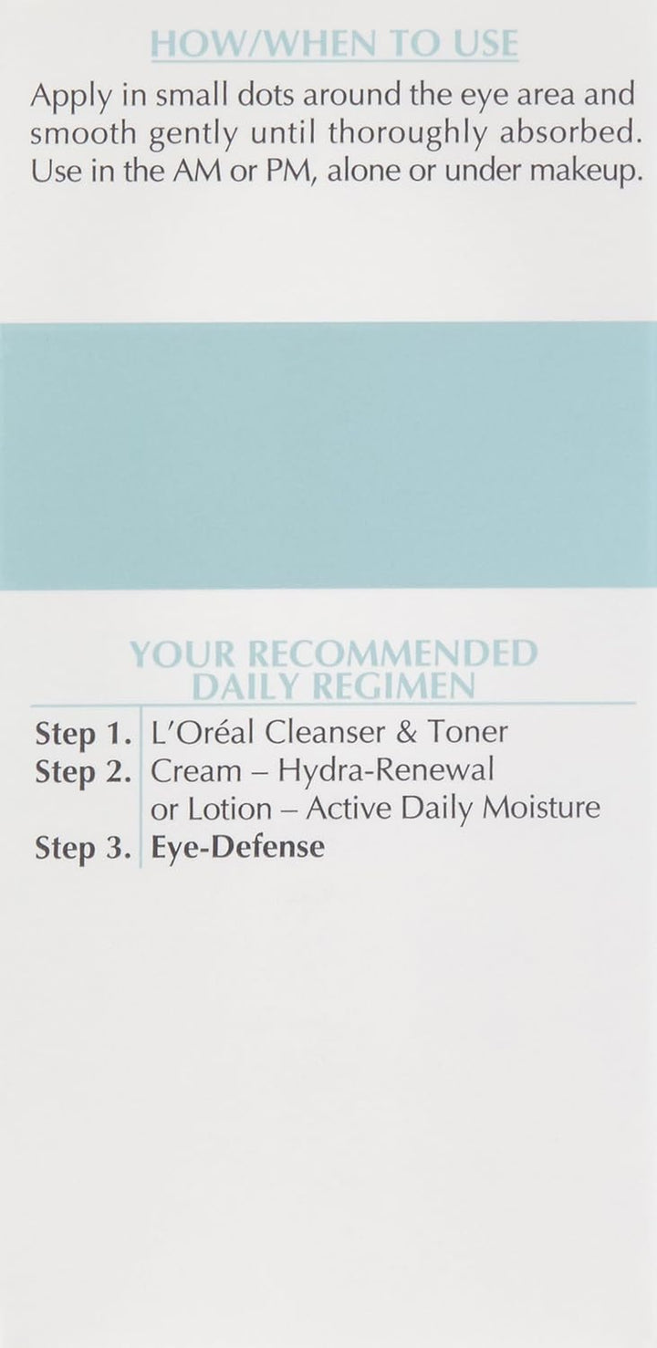 Dermo-Expertise Eye Defense Eye Cream with Caffeine and Hyaluronic Acid 0.5 Oz