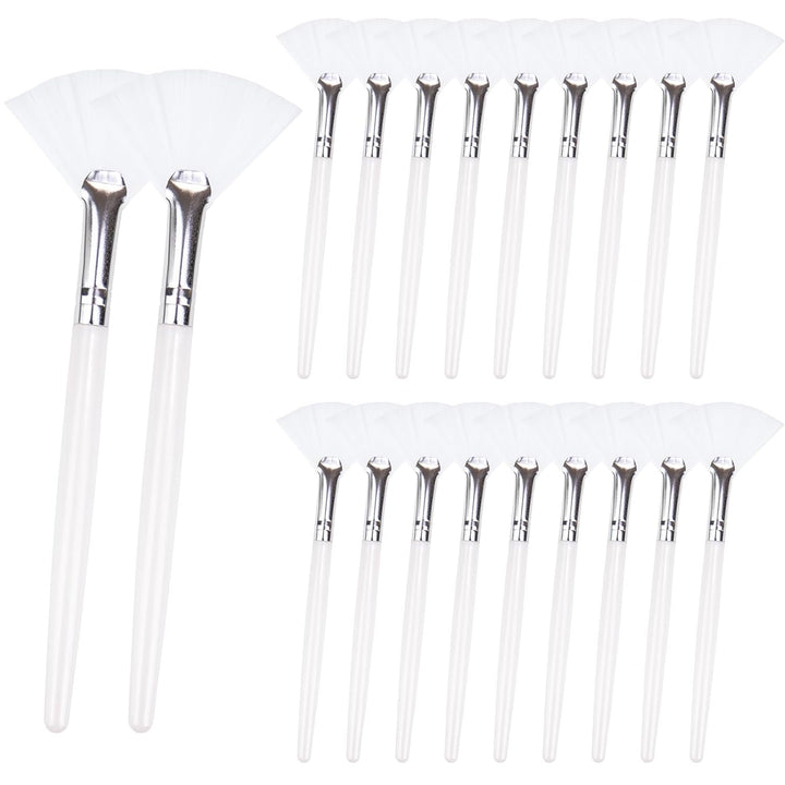 20 Pieces Fan Brushes Facial Applicator Brush Soft Makeup Mask Acid Applicator Brush Esthetician Cosmetic Brush for Mud Cream, Makeup Peel (White and Yellow)