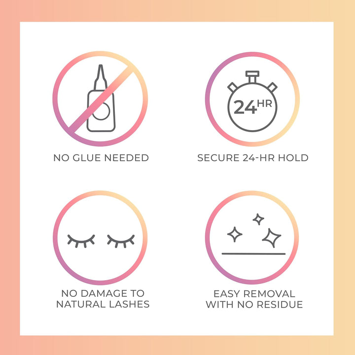 KISS  Falsies Press on Self Adhesive Eyelashes, 12Mm-14Mm Natural Volume Press on Lashes, Black, No Glue Needed, Invisible Band, 20 Lash Clusters & Non-Stick Applicator - Natural