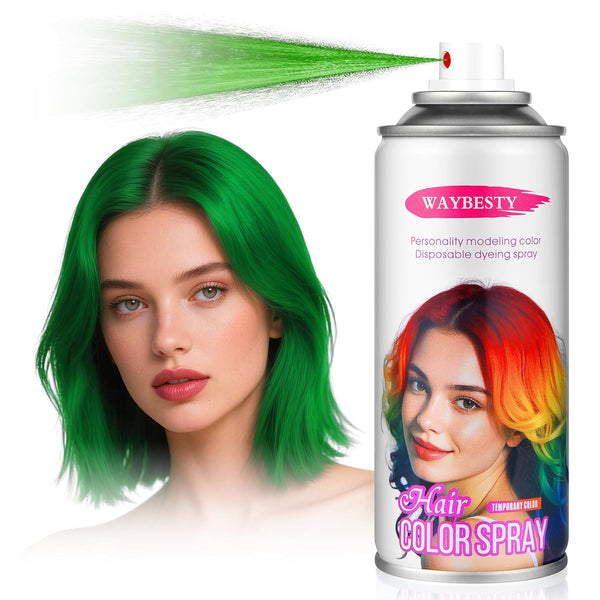 Temporary Hair Color Spray for Kids Women Men, Washable Hair Dye Spray One-Day Hair Color Wax for Cosplay Party DIY, Christmas Party, Halloween Crazy Hair Day (Green, 4.06 Oz)
