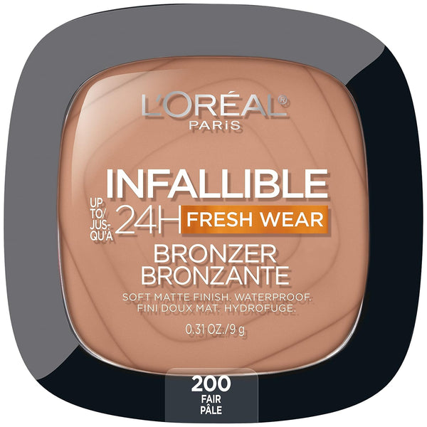 Infallible up to 24H Fresh Wear Soft Matte Longwear Bronzer. Waterproof, Heatproof, Transfer, Humidity and Sweatproof, Fair, 0.31 Oz