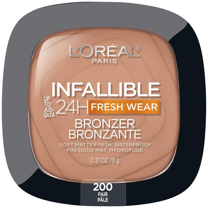 Infallible up to 24H Fresh Wear Soft Matte Longwear Bronzer. Waterproof, Heatproof, Transfer, Humidity and Sweatproof, Fair, 0.31 Oz
