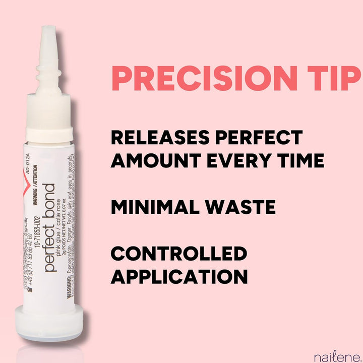Perfect Bond Nail Glue, Super Strong, Durable, Easy to Apply Acrylic Nails, Press on Nails, Repairs Natural Nails, Quick Drying Nail Adhesive, Lasts 7 Days, Pink Tint, 2 G/0.07 Oz, 2 Pack
