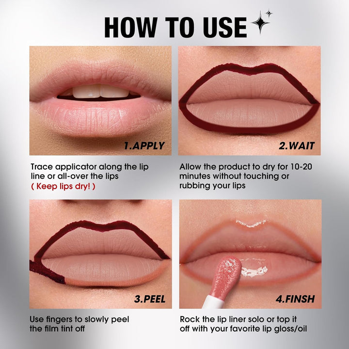 3 Colors Long-Lasting Peel off Lip Liner Set, Waterproof & Smudge-Proof Matte Lip Liners Gift Makeup for Girls (#1+2+3)