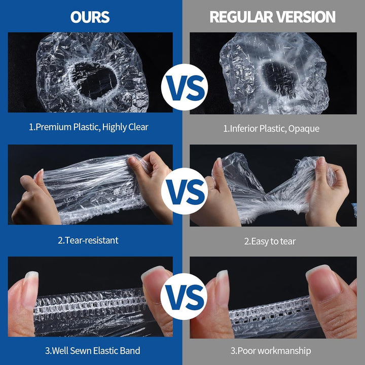 100PCS Disposable Shower Caps, Shower Caps for Women Disposable, Clear Plastic Shower Cap, Plastic Hair Caps for Hair Treatment, Regular Size 17.3 INCH