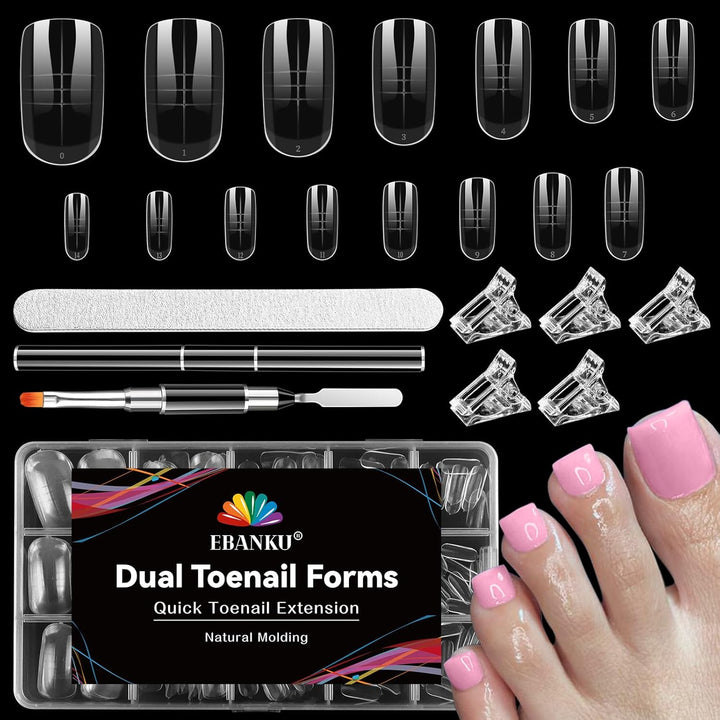 Poly Gel Toenail Kit, Toe Dual Nail Forms Reusable Poly Gel Nail Kit for Toe Nail Extension Gel Press on Toe Nail Tips Poly Gel Toenail Forms for Women Pedicure Tools, 120PCS, 120 Sizes