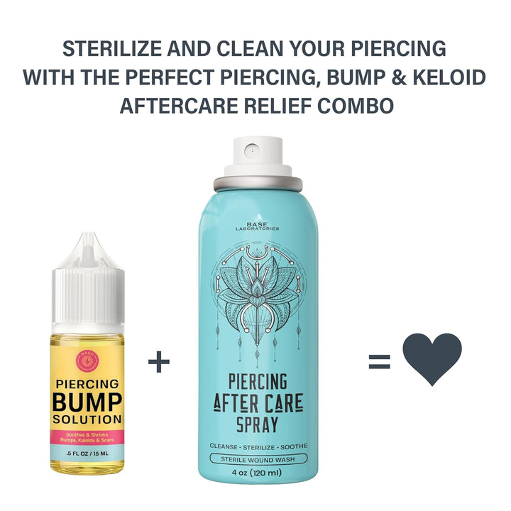 Piercing Aftercare Kit: Keloid & Piercing Bump Solution Oil(15Ml) + Piercing Aftercare Spray (4Oz) - for Keloid Bump Removal & Cleansing Soothing Piercings before & After