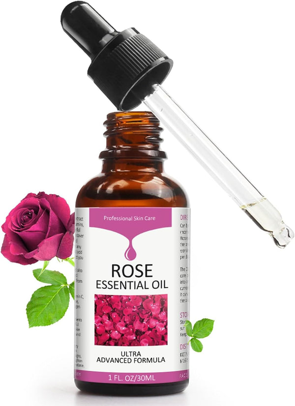 Rose Essential Oil, Face Moisturizer Oil, Face Essential Oils for Women, Rose Oil for Face, Skin Care, 1 FL.OZ (30Ml)