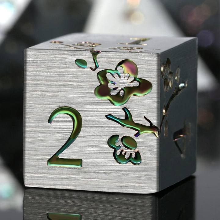 Metal Dice Set DND,  7 PCS Metallic Flowers D&D Dice with Gorgeous Gift Case for D&D Dungeons and Dragon Tabletop Game (Brown and Cream-Coloured)