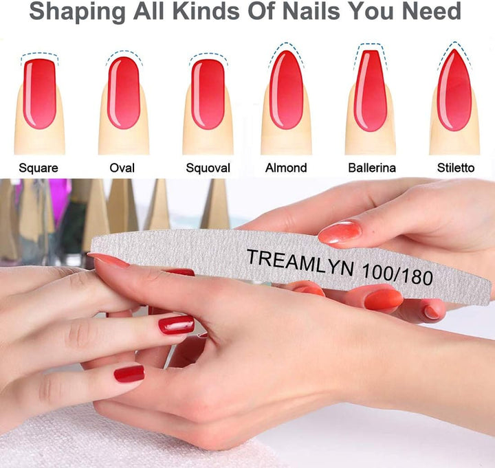 10 Pcs Rough Nail File 100/180 Grit, Heavy Duty Nail Files for Acrylic/Natural Nails, Emery Boards for Nails, Strong Finger Nail Filler, Coarse Nail File for Home and Salon Use