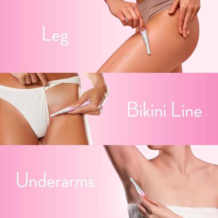 Facial Hair Removal for Women, Painless Eyebrow Trimmer with Pivoting Head, Electric Battery Operated Body Hair Remover with 2 Replaceable Blade for Face Neck Chin Bikini, Pink