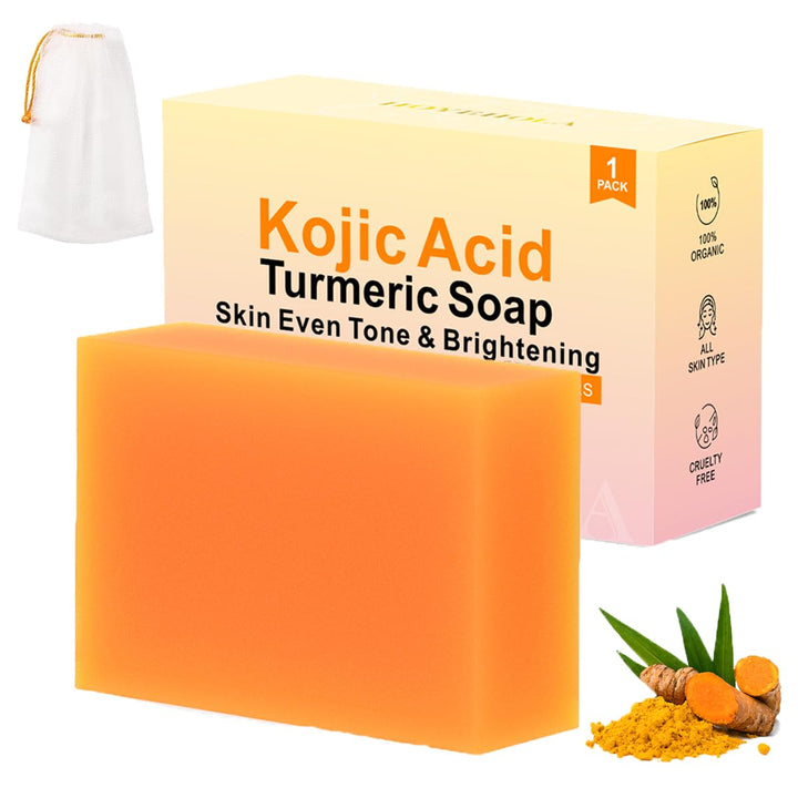 Kojic Acid Turmeric Soap Bar - Dark Spot Remover for Face Even Skin Tone, Moisturizing & Nourishing Natural Ingredients 2Packs