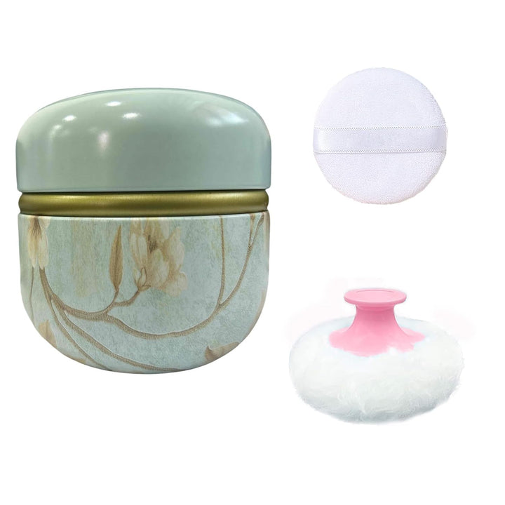 Body Powder Puff and Container for Dusting Powder, Women Powder Puff and Powder Case for Bath and Travel (Romantic Flowers)