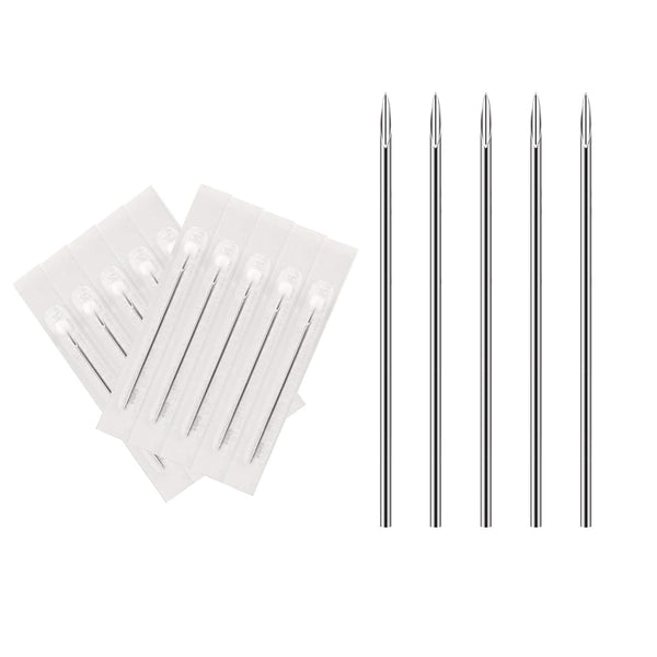 Body Piercing Needles, 10Pcs 16G Stainless Steel Sterile Disposable Ear Nose Navel Nipple Lip Piercing Needles