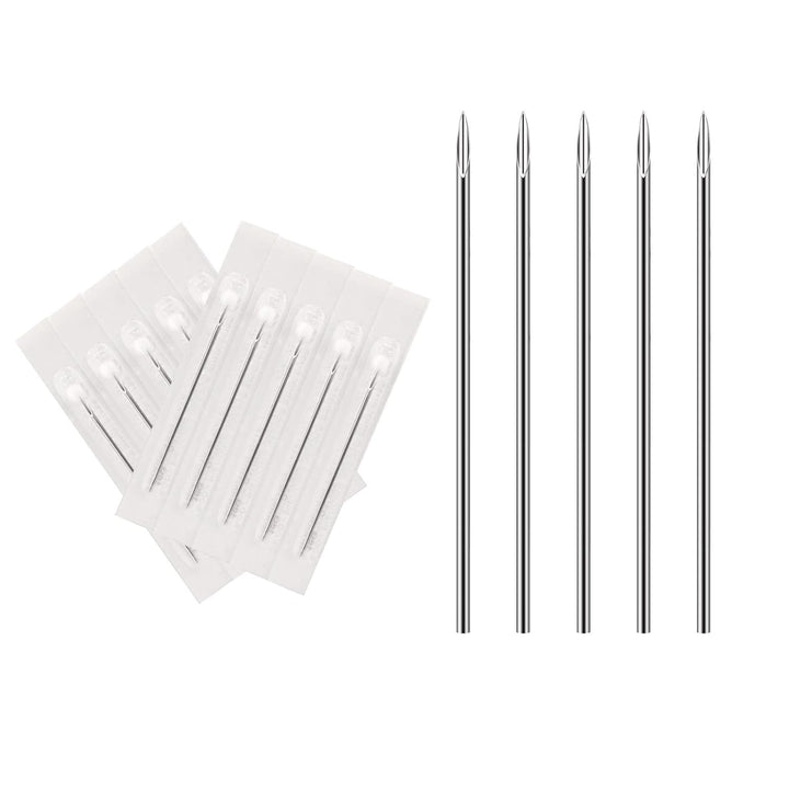 Body Piercing Needles, 10Pcs 16G Stainless Steel Sterile Disposable Ear Nose Navel Nipple Lip Piercing Needles
