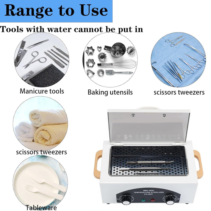 High Temperature Sterilizer Autoclave Machine, Mini High Temperature Autoclave Machine with Timer 110V 300W, 1.5L Capacity, for Dental Tools, Nail Salon & Barber Equipment with Handle