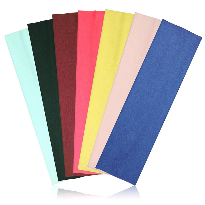 Headbands for Women, Stretchy Non Slip Soft Cotton Cloth Hair Bands for Sports, Workout, Yoga and Running, 7Pcs (Black, White, Medium Gray, Navy, Light Brown, Flesh, Floral Gray)