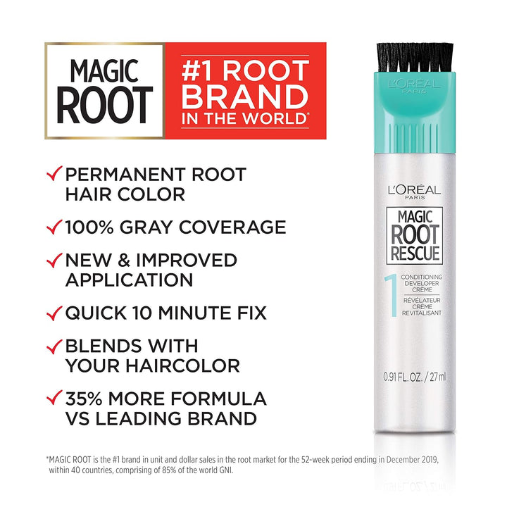 Magic Root Rescue 10 Minute Root Hair Coloring Kit, Permanent Hair Color with Quick Precision Applicator, 100 Percent Gray Coverage, 4 Dark Brown, 2 Count