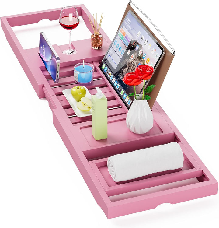 Premium Bathtub Tray Caddy, Expandable Bath Tray, Unique House Warming Gifts, New Home, Anniversary and Wedding Gifts for Couple, Bridal Shower Gift for Women