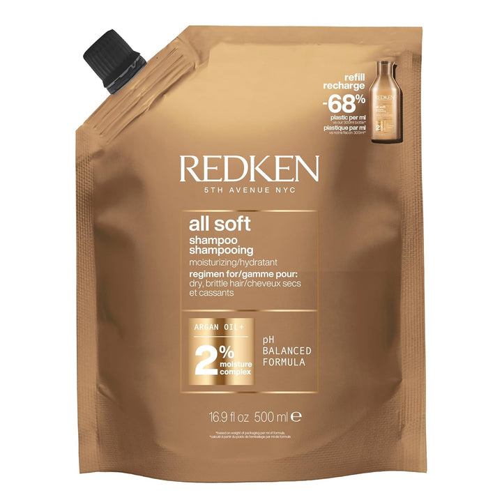 Redken All Soft Shampoo - Moisturizes & Hydrates Dry Hair, Softens & Adds Shine, with Argan Oil, Safe for Color-Treated Hair