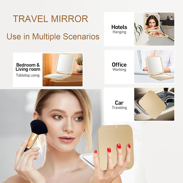 Small Compact Mirror for Purse,5X/1X Travel Magnifying Mirror for Women, Makeup Mirror for Girls, Portable Ultra Slim Pocket Mirror