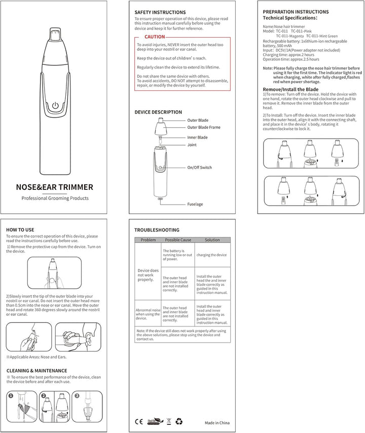 Rechargeable Ear and Nose Hair Trimmer - 2025 Professional Painless Eyebrow & Facial Hair Trimmer for Men Women, Powerful Motor and Dual-Edge Blades for Smoother Cutting Black
