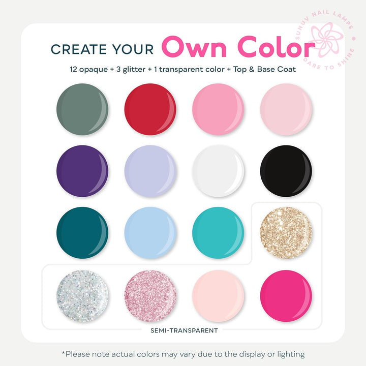 Gel Nail Polish Kit with UV Light for Nails SUN2C 16 Colors Gel Polish Sets, Base and Top Coat with 8 PCS Manicure Tools Gift for Women