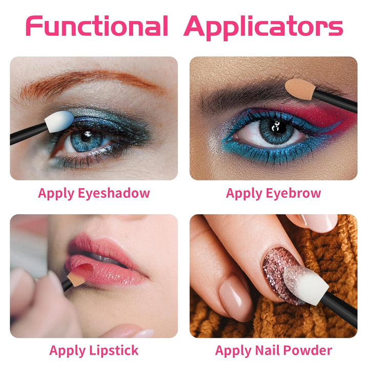 Eyeshadow Applicators Makeup Brushes - 60PCS Disposable Eyeshadow Brush, Dual Sides Eye Shadow Applicator Sticks, 2.44 Inch Eye Makeup Tools, Black